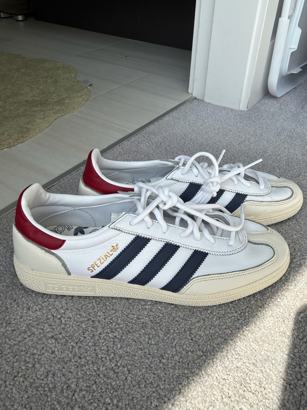 adidas White Navy Red Spezial Leather Sneakers - Men